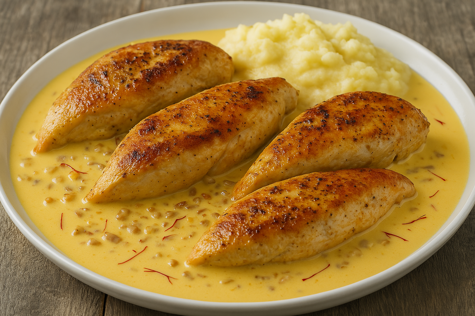 Suprêmes de volaille fermier, sauce au Safran